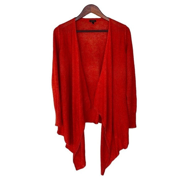 Talbots 100% Linen Waterfall Cardigan Size Small Orange - Picture 1 of 10